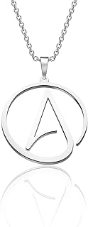Atheist Necklace Stainless Steel Atheism Symbol Sign Charm Pendant Necklace Gift for Men or Women (Atheist Necklace 1)