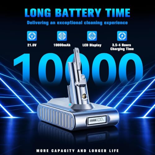 Image of Upgraded 10000mAh 21.6V 229687 Battery Replacement for Dyson V7 Battery with LCD Display Compatible with 225403 SV11 V7 Animal Motorhead Absolute Fluffy Trigger Allergy Handheld Vacuum Cleaners