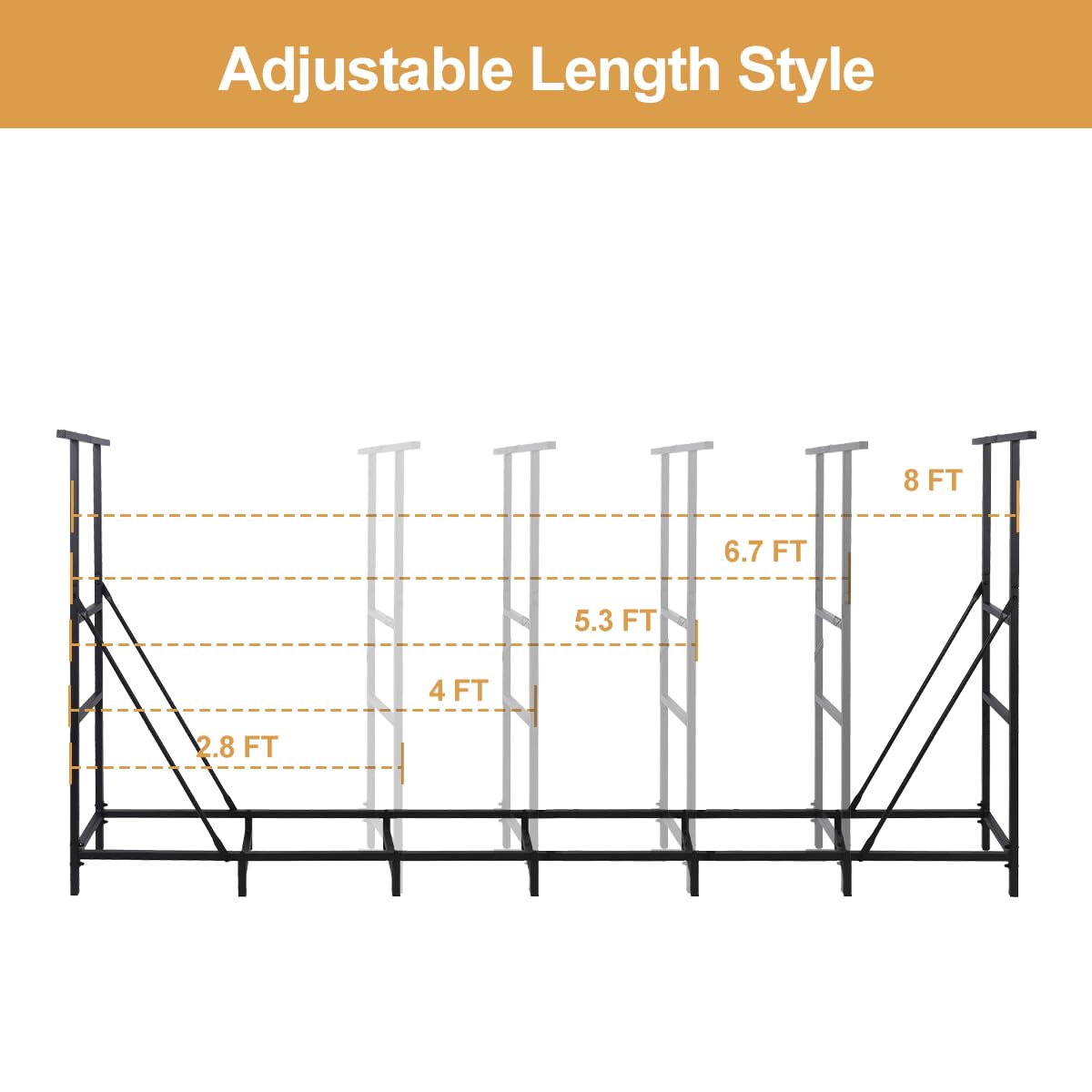 Adjustable Firework Racks Snapklik.com : Vailge 8ft Firewood Rack Outdoor, Firewood Rack Holder ...