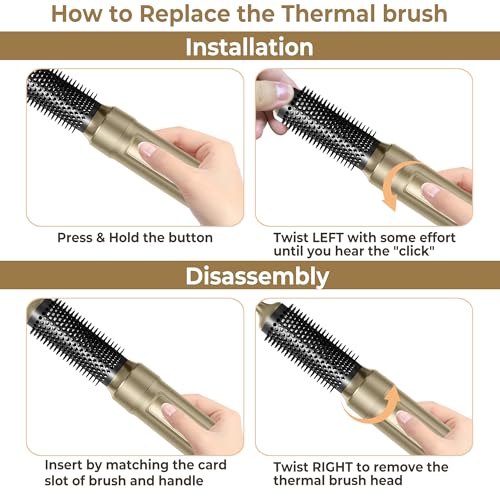 Image of 6 in ONE Blow Dryer Brush,Air Curling Iron Round Brush Blow Dryer 800W,Ionic Hair Dryer Brush for Women, Hot Air Brush Hair Styling Tools 100-120V