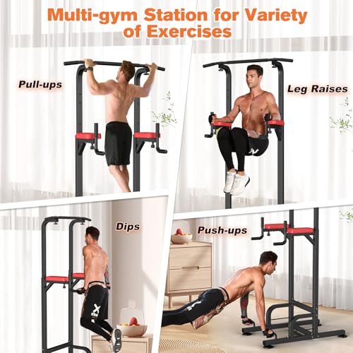 RELIFE REBUILD YOUR LIFE Power Tower Pull Up Bar Station Workout Dip Station for Home Gym Strength Training Fitness Equipment
