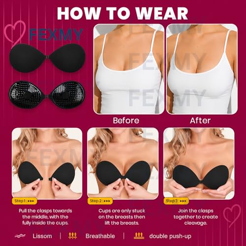 Image of Women's & Girl's Strapless Push Up Wire Free Stick On Invisible Bra, Sticky Liftup Silicone, Stick on Bra for Backless Dress Free Size B Cup