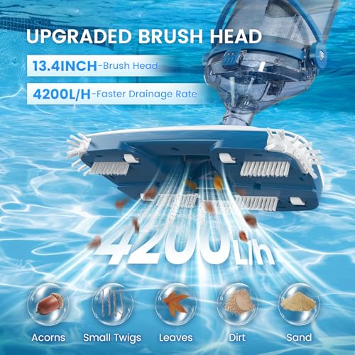 Image of Enhulk PC15 Pool Vacuum, Upgraded 13.4 inch Wide Head & Telescopic Pole