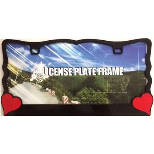 Red Hearts On Black License Plate Frame