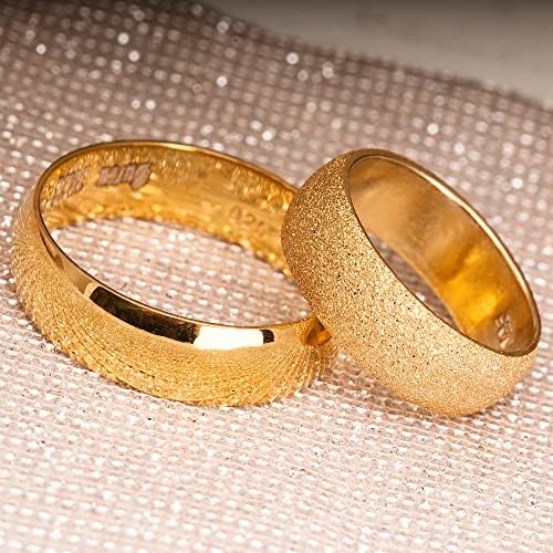 Miniatura 8 de 6 mm Wedding Ring Set 14K Gold Plated Couple Matching Wedding Band Set Personalized Man and Woman Silver Wedding Ring Set