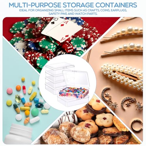 Image of Jetec 6 Pieces Mini Plastic Clear Beads Storage Containers Box for Collecting Small Items, Beads, Jewelry, Business Cards, Game Pieces, Crafts (5 x 4 x 1.3 Inch)