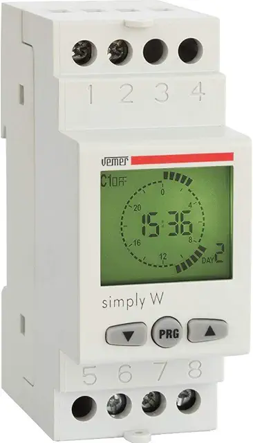 Imagen relacionada con VEMER Simply W Interruptor Horario Digital, Temporizador con Programación Semanal, Instalación en Carril DIN, Blanco