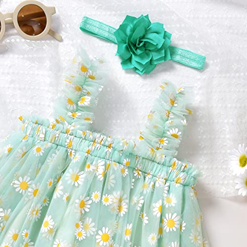 Baby Girl Tulle Dress 6-9 Months Green Tulle Princess Clothes With Headband #TOP4