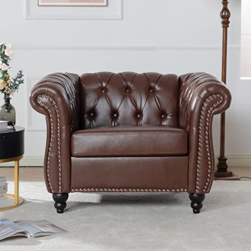 LEVNARY Chesterfield Leather Armchair