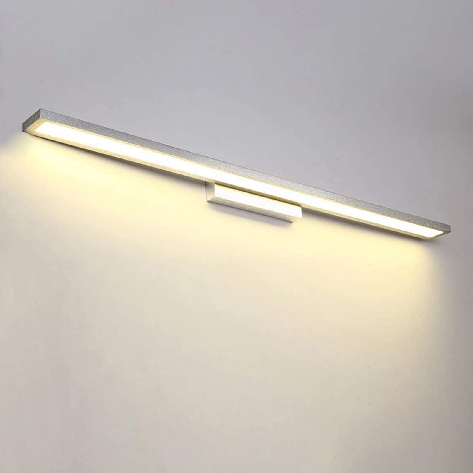 Spiegelleuchte, moderne LED-Spiegelleuchten für Schminktischleuchten, schwarzes Aluminium, für Badezimmerbeleuchtung, Leuchten für Wandspiegellampe für Badezimmer, Silber/warmes Licht, 390 cm, Badezi