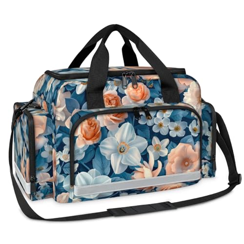 GzLeyigou First Aid Bags Empty, Cute Flowers Emergency Bag First Aid Kit Multiple Compartment Kit Carrier On Call Trauma Bag For Paramedics Emergency Medical Supplies Kit