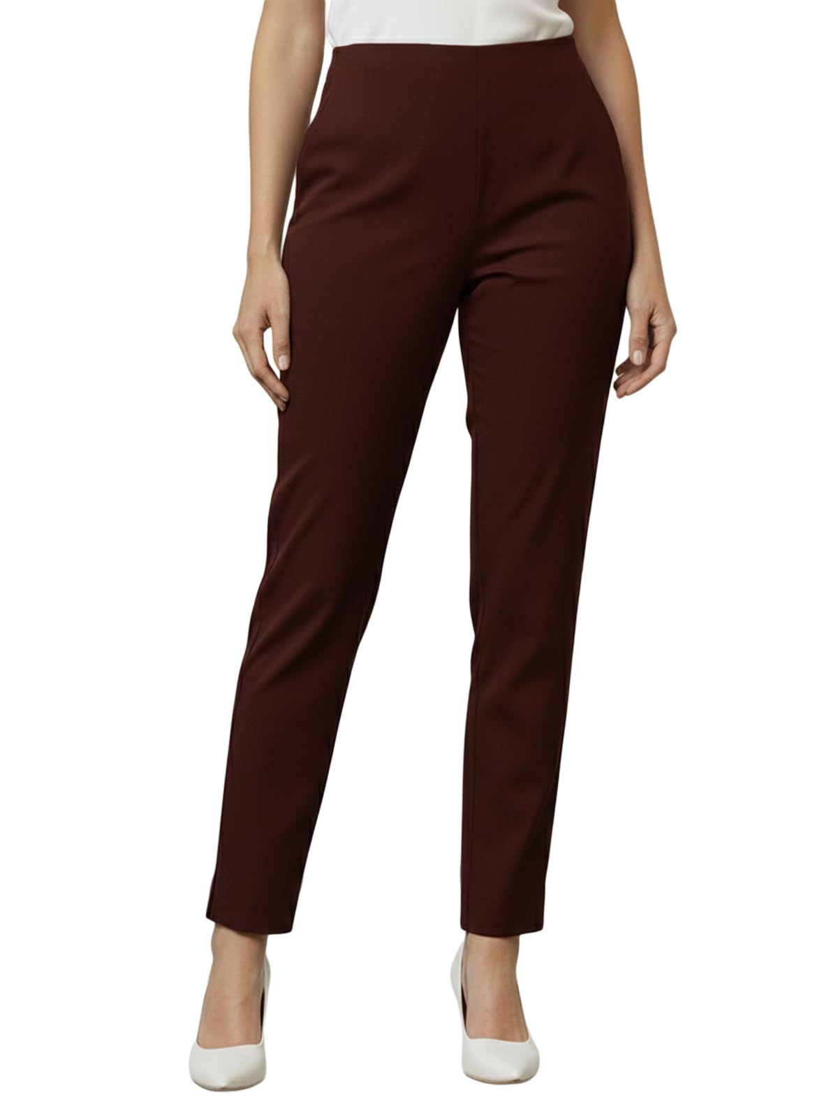 lux cozi PYNK Women’s Cotton Lycra Cigarette Pants – Stretchable Slim Fit Trousers with Pocket | Smart & Comfortable Bottom for Work Casual Look-picture-16