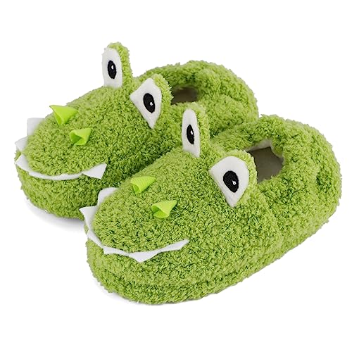 LACOFIA Zapatillas de Estar por Casa Invierno para Niños Pantuflas Animales de Peluche para Niñas Cocodrilo Verde 26/27