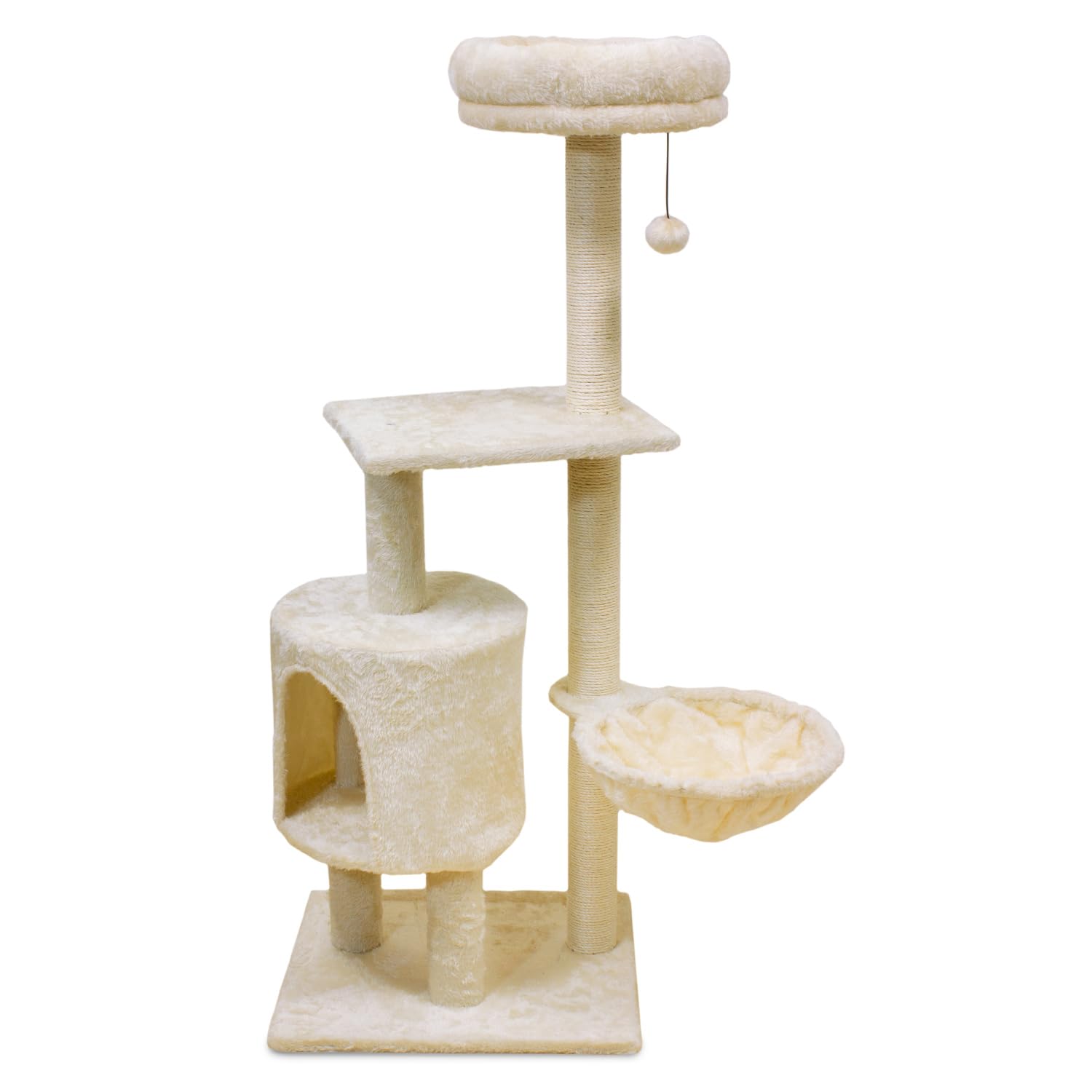 Rascador de Dos Alturas para Gatos con Cama extraíble Ice - 45 x 40 x 117 cm