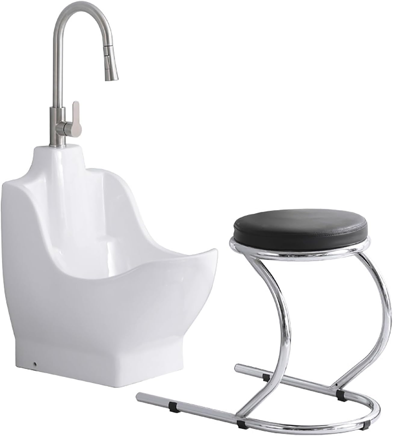 Ceramiczna wanna do pedicure ze stołkiem i konstrukcją kranu dla relaksu i odprężenia