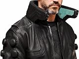 STYLEATH Cyberpunk 2077 Ultimate Gamng Samurai Motorcycle Jacket Charcoal Black Real Leather Bomber Cosplay Costume (US, Alpha, Large, Regular, Regular, Faux Leather), Distressed Brown Waxed