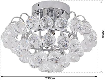 HOMCOM Crystal Ceiling Lamp Chandelier Hallway Flush Mount Pendant 3 Light 30cm Silver