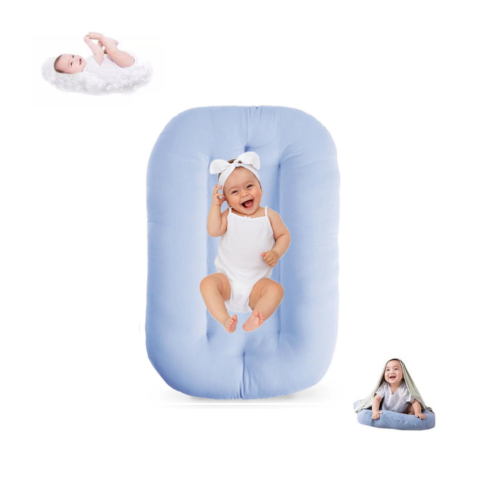 Tumbona para bebés de 0 a 12 meses, biónica, orgánica, de algodón suave y transpirable, ideal para el suelo, ideal como regalo para recién nacidos.
