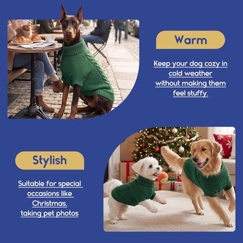 ASENKU Hundepullover Kleine Hunde S,Winter Warm Hundepulli, Waschbar Rollkragen Gestrickt Hunde Pullover Strickpullover für Chihuahua,Yorki,Französische Bulldogge,Maltese