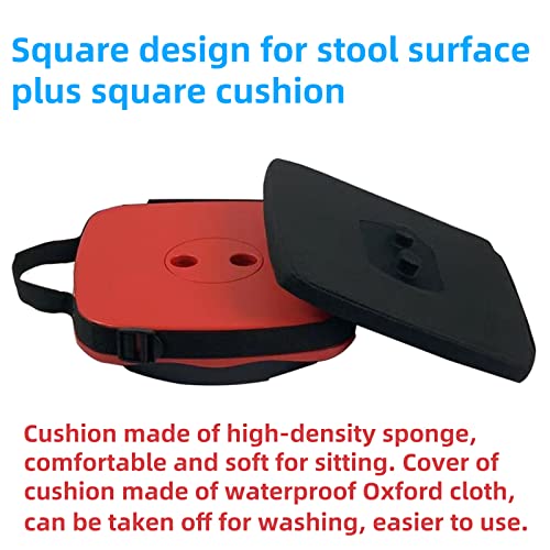 Image of Collapsible Camping Stool with Seat Cushion & Nylon Bag, Square Portable Telescopic Stool, Lightweight Sturdy Foldable Stool for Camp Fishing Picnic, Max Load 550 lb