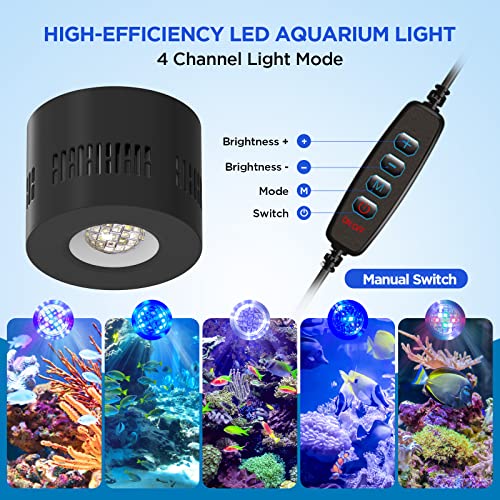Full Spectrum Aquarium Light, Adjustable Saltwater Fish Tank Light for Reef, Coral, Nano Aquarium Tank Supports 4 Channels WiFi and Remote Controller (Reef s-120) - Thumbnail 2