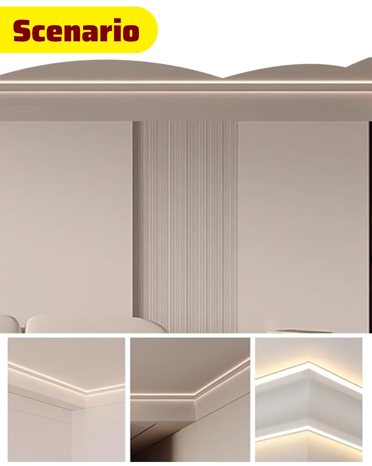 Perfil de tira LED lineal de metal, canal difusor de iluminación de cornisa para baño, cocina, armario, oficina, luces LED ocultas para techo