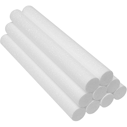Crafjie Foam Cylinders for DIY Crafts and Arts Supplies (0.98 x 10in, 9 Pack), White Polystyrene Foam Rods for Modeling, Craft Supplies, DIY Home Craft Project
