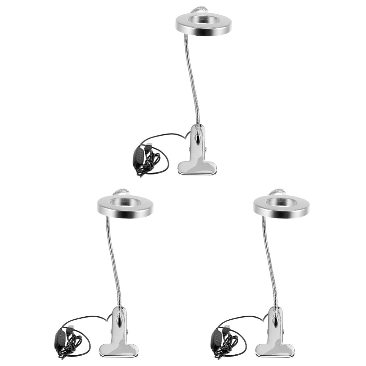 Ser de 2 Clip de luz Clip de luz Clip de luz de lectura LED Luz de lectura Luces de lectura/3141 | 3 piezas plateadas, 50 x 9 x 2 cm x 3 piezas