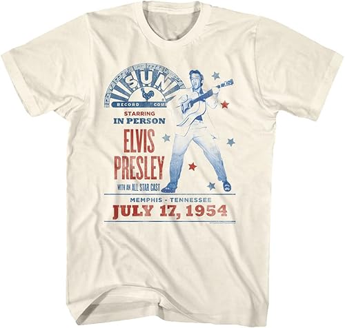 American Classics Elvis Presley King of Rock n Roll Sun Records Presents 1954 Adult Short Sleeve Concert Graphic Tees