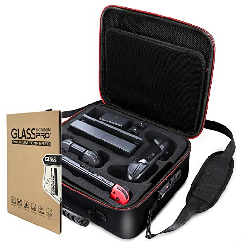 Locking Carry Case for Nintendo Switch Hardshell Deluxe Bag w/ Anti-Theft TSA Combination Lock - Include 1 Tempered Glass Screen Protector