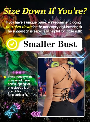 Rave Star Top for Women - Halloween Sexy Halter Crop Backless Bra Music Festival Crisscross Straps Concert Outfits3