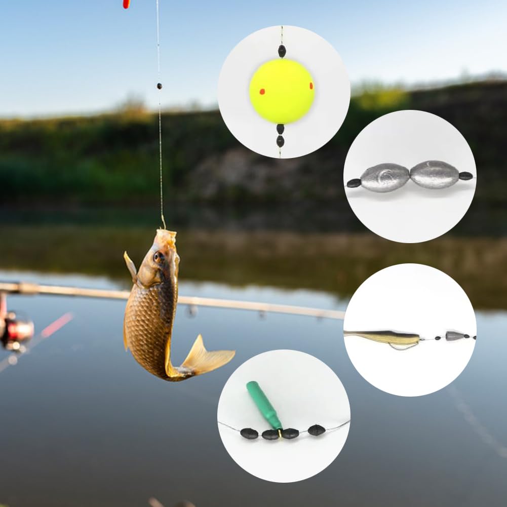 Cerioll Goma Tapón Flotador De Pesca, Tapones De Goma Pesca 6 En 1, Topes De Goma 6 En 1 para Pesca, 600 Piezas Tapón Flotador De Pesca De Goma, Tapón De Goma para Pescar, Tapones De Pesca De Goma