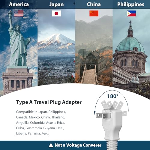 2 Prong Power Strip, TOPREK 2 Prong to 3 Prong Outlet Adapter, 1440J 2 Prong Surge Protector with 6 Outlets & 3 USB, 5FT 2 Prong Extension Cord with Swiveling Flat Plug, Ideal for Non-Grounded Outlet - image 9