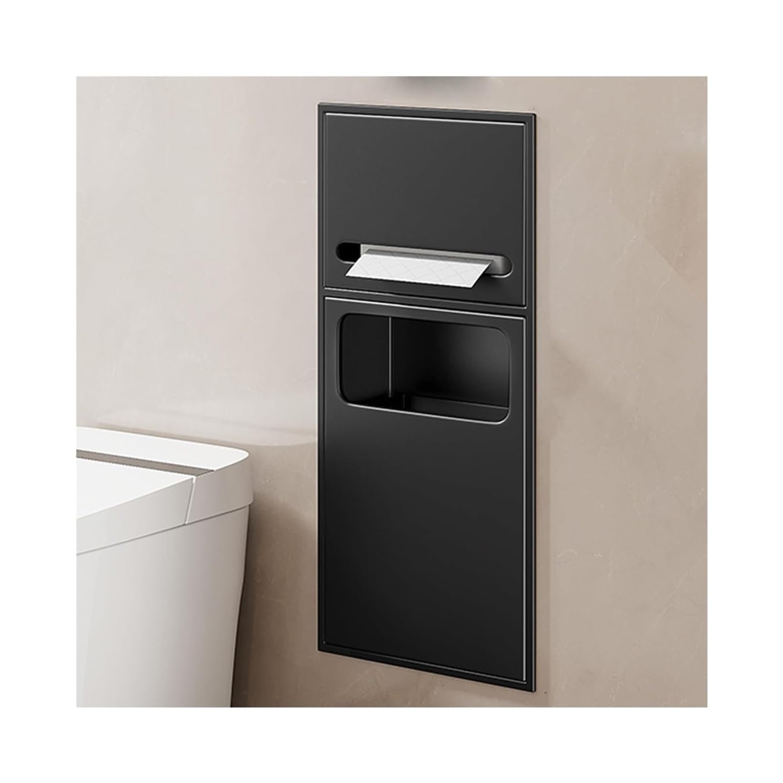 UPJAKS Secamanos Dispensador de Toallas de Papel Empotrado y receptáculo de residuos Nicho de baño de Acero Inoxidable Dispensador de Papel higiénico Plegado en C/múltiple con Bote de Basura Hotel