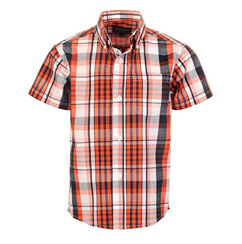 Image of Gioberti Boys Casual Plaid Checked Short Sleeve Button Down Shirt