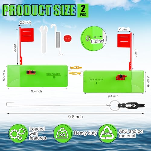 Rotatingpals 2 Pack Planer Boards for Fishing, R + L, 8'' X 3'', Green by Rotatingpals - Used condition - Image 2