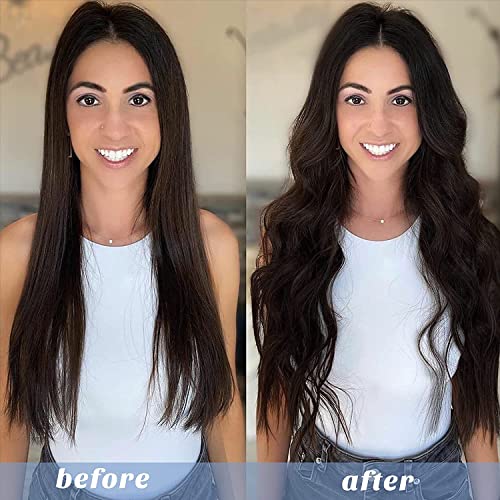 Image of Firstly Traders Halo Hair Extensions, Invisible Secret Wire Hair Extensions One Piece Straight Hair Extension Human Hairpieces for Women, 18 inches Dark Brown