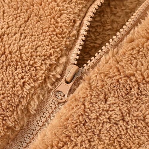 Kids Boys Girls Sherpa Fleece Full Zip Jacket Toddler Fuzzy Fleece Sweatshirt Zipper Collar Fall Coat Windproof Jacket4