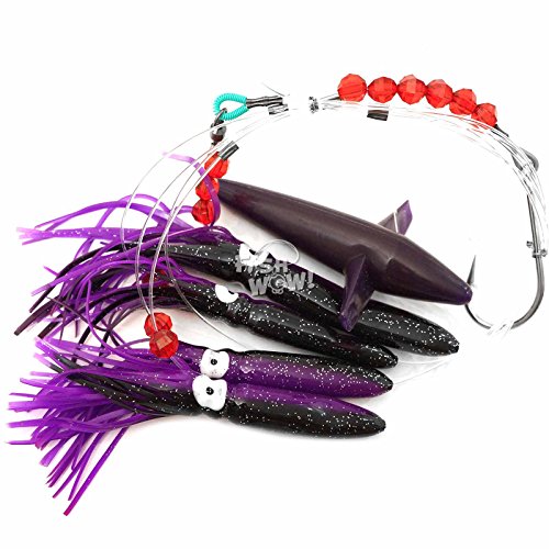Daisy Bird Chain Squid Lure Rig Teaser Fish WOW!® Fishing Trolling - Purple Black