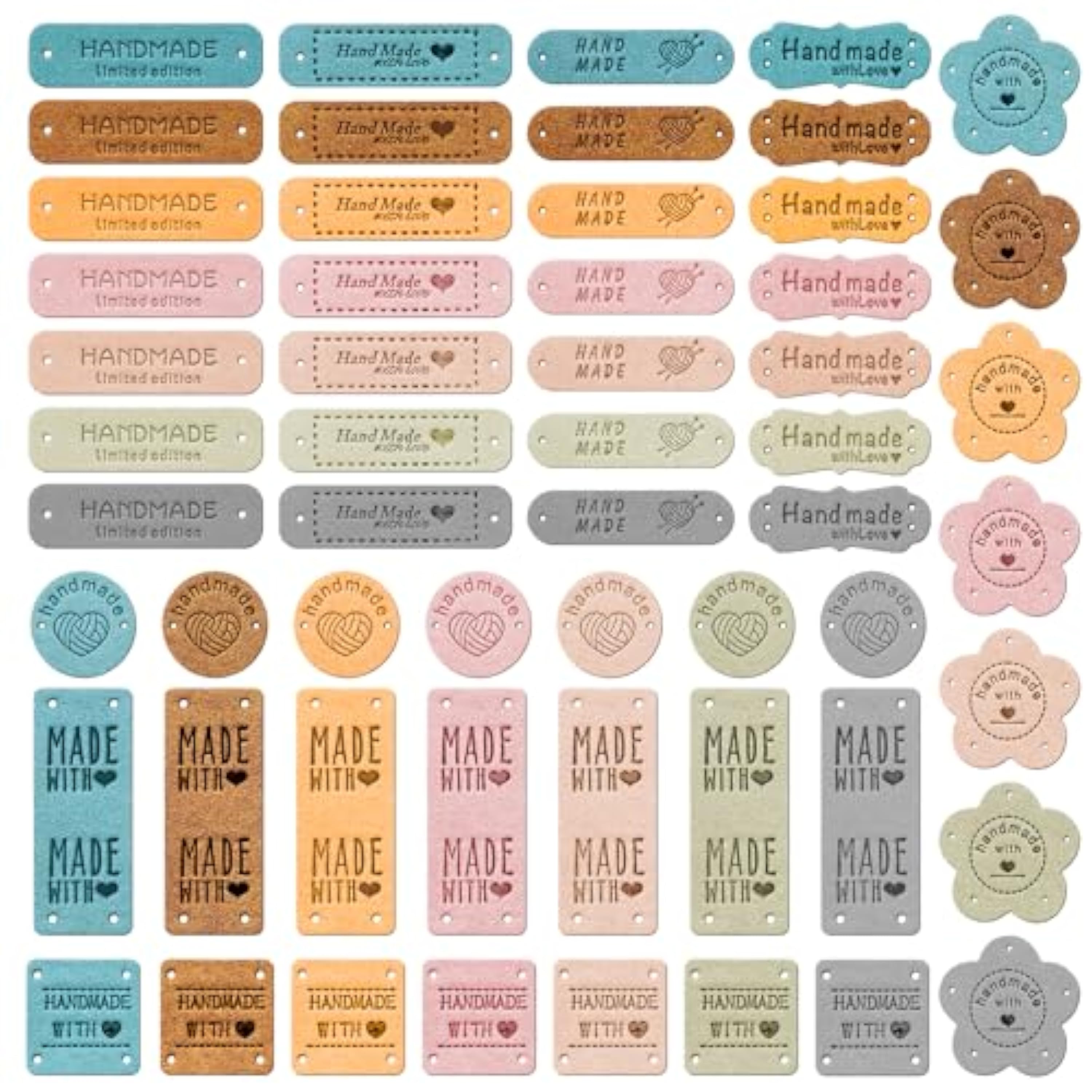 Draupnir 56 Etiquetas Hechas a Mano de Cuero PU, Etiquetas Cosidas a Mano con Agujeros para DIY Jeans Artesanías Monederos Sombrero Tejer (8 Estilos) Draupnir 56 Etiquetas Hechas a Mano de Cuero PU, Etiquetas Cosidas a Mano con Agujeros para DIY Jeans Artesanías Monederos Sombrero Tejer (8 Estilos)