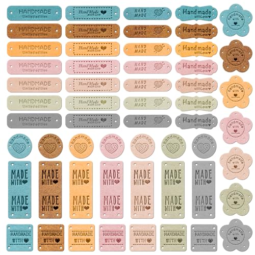 Draupnir 56 Etiquetas Hechas a Mano de Cuero PU, Etiquetas