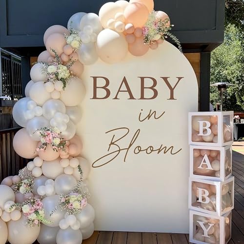 Baby in Bloom fondo con globo champagne para baby shower miniatura 1