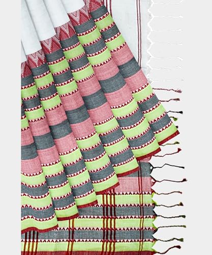 Image of eC ESHA'S COLLECTION Women's Cotton Blend Begumpuri Handloom Saree With Unstitched Running Blouse Piece