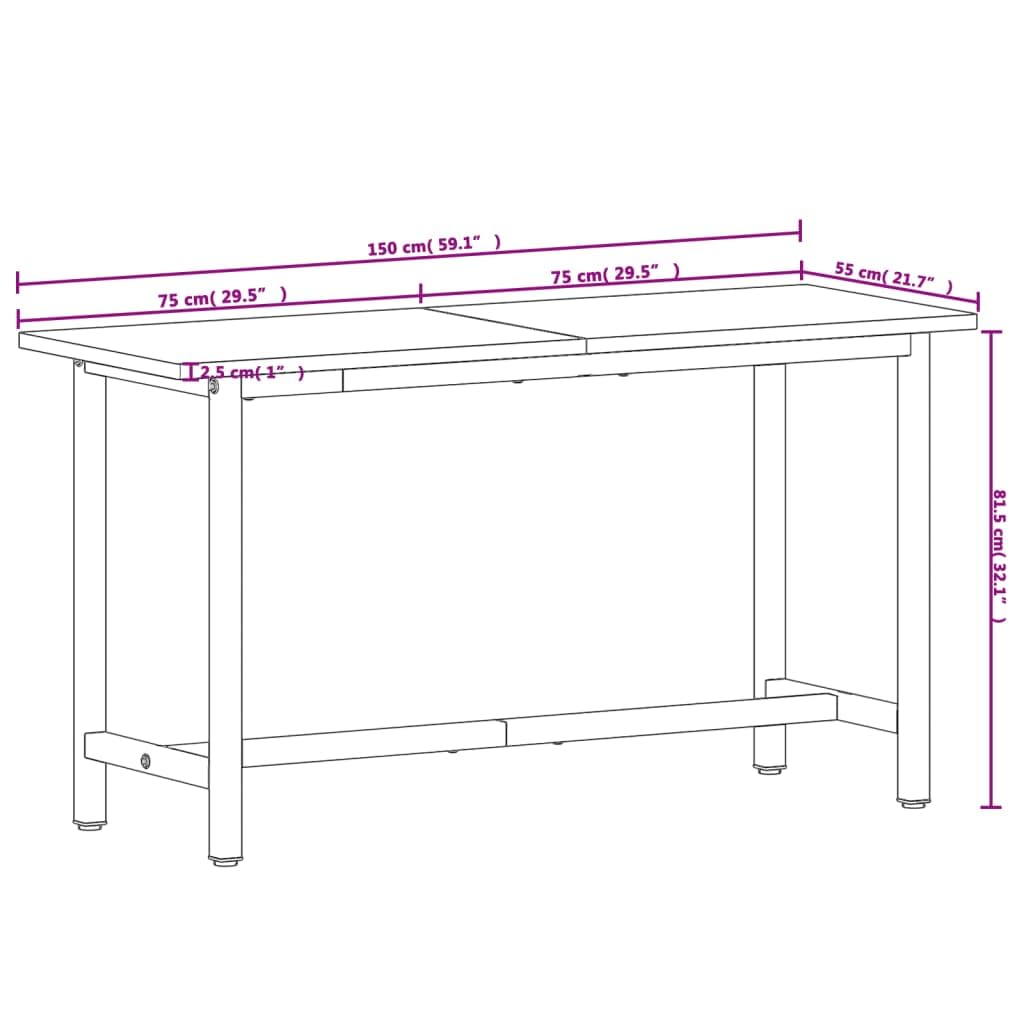 Genérico Banco de Trabajo Madera Maciza de Haya y Metal 150x55x81,5 cm,Bricolaje,Accesorios de Bricolaje,Organización y Almacenamiento de Herramientas,Mesas de trabajo-3188905