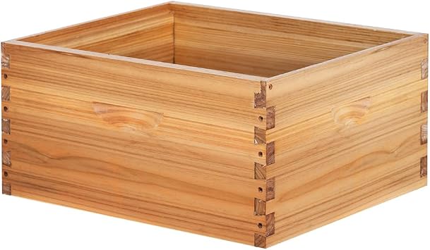 8 Frame Deep Brood Beehive Board Unassembled Bee Box Wax Coated Bee Hives Body with Pack of ScrewsNo Frames or Foundations