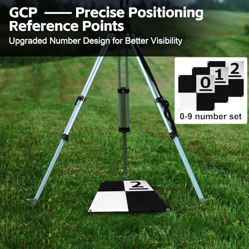 Image of Drone Survey Ground Control Point GCP, UAV Aerial Survey Mapping Target Numbered 0-9, GCP UAV Marker with Center Eyelet and Corner Anchor Points, Compatible with Surveying Equipment, 10 PCS (24 inchx24 inch)
