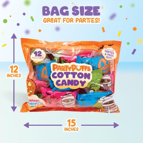 PartyPuffs Cotton Candy Variety Pack – 12 Individually Wrapped .5oz Pouches, 3 Fun Flavors: Watermelon, Green Apple, Blue Raspberry - Perfect for Parties, Birthdays - image 3