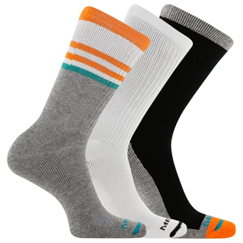 Image of Merrell Unisex Adult Men's and Women's Cushioned Cotton Crew Socks - 3 & 6 Pairs - Breathable Mesh Comfort Zones