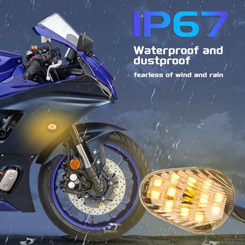 Image of LED Turn Signal Light Flush Mount Motorcycle Blinkers Compatible with Yamaha YZF R1 R3 R6 R6S TMAX MT-07 MT-09 Fazer FZ6 FZ1 FZ6R FZ07 FZ8 FZ09 12V Transparent