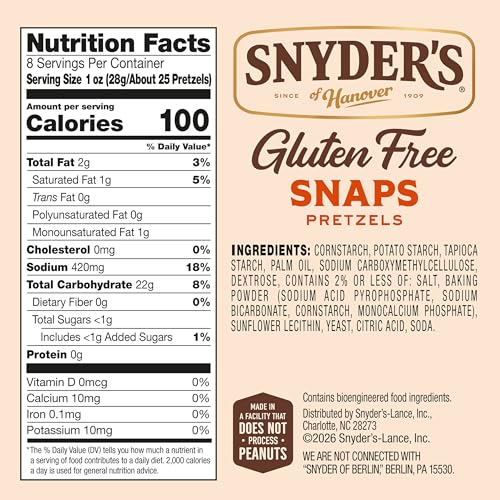Image of Snyder's of Hanover Gluten Free Snaps Pretzels, 8 Oz Bag (Pack of 2)